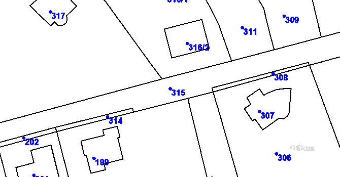 Parcela st. 315 v KÚ Sentice, Katastrální mapa
