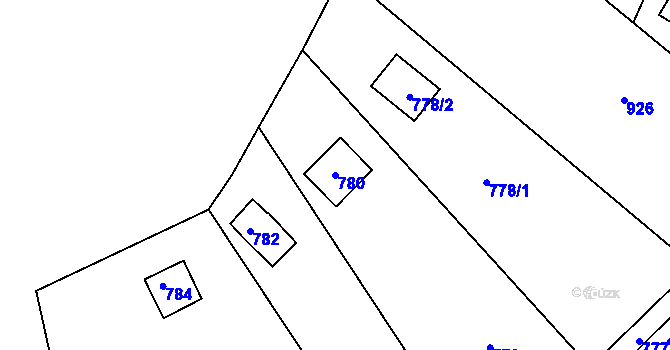 Parcela st. 780 v KÚ Sentice, Katastrální mapa