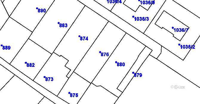 Parcela st. 876 v KÚ Sentice, Katastrální mapa