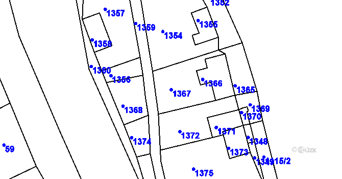Parcela st. 1367 v KÚ Sentice, Katastrální mapa