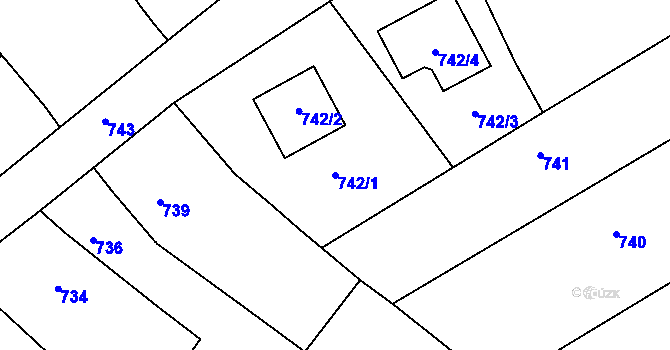 Parcela st. 742/1 v KÚ Sentice, Katastrální mapa