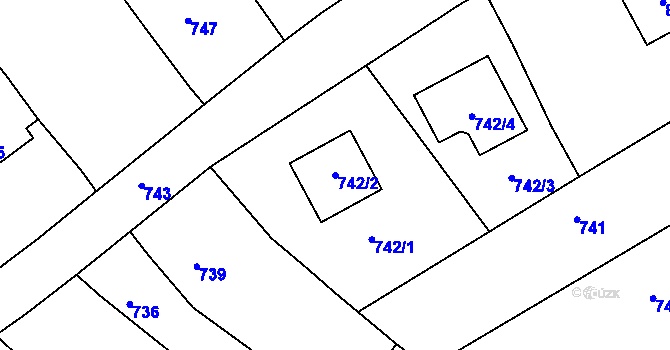 Parcela st. 742/2 v KÚ Sentice, Katastrální mapa