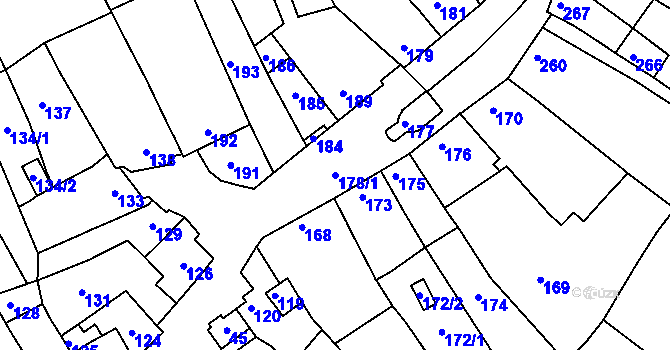 Parcela st. 178/1 v KÚ Sentice, Katastrální mapa