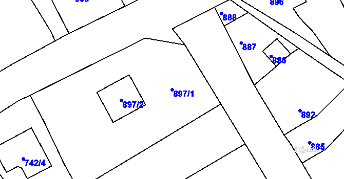 Parcela st. 897/1 v KÚ Sentice, Katastrální mapa