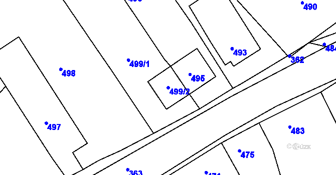 Parcela st. 499/2 v KÚ Sentice, Katastrální mapa