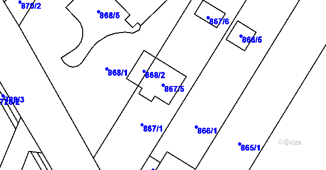 Parcela st. 867/5 v KÚ Sentice, Katastrální mapa