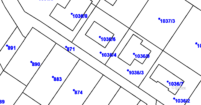 Parcela st. 1036/4 v KÚ Sentice, Katastrální mapa