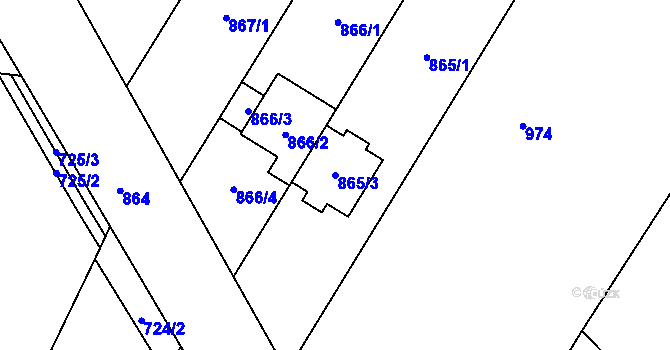 Parcela st. 865/3 v KÚ Sentice, Katastrální mapa