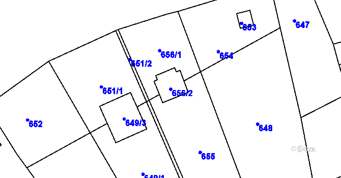 Parcela st. 656/2 v KÚ Sentice, Katastrální mapa