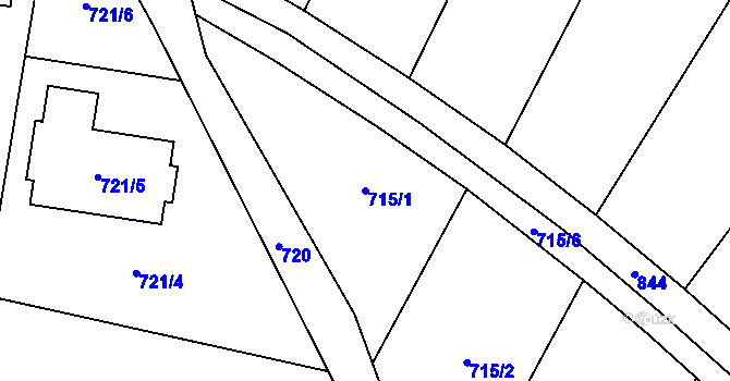 Parcela st. 715/1 v KÚ Sentice, Katastrální mapa