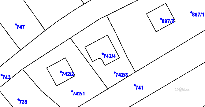 Parcela st. 742/4 v KÚ Sentice, Katastrální mapa
