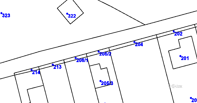 Parcela st. 206/2 v KÚ Sentice, Katastrální mapa