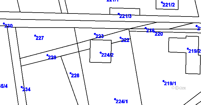 Parcela st. 224/2 v KÚ Sentice, Katastrální mapa