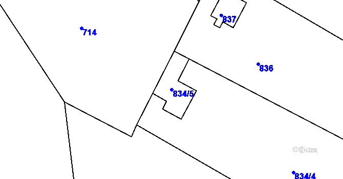 Parcela st. 834/5 v KÚ Sentice, Katastrální mapa