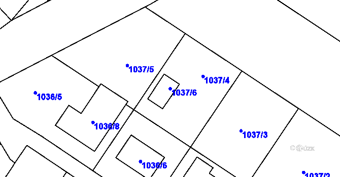 Parcela st. 1037/6 v KÚ Sentice, Katastrální mapa