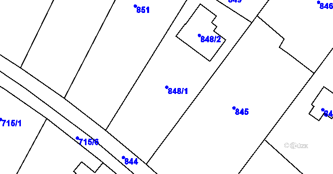 Parcela st. 848/1 v KÚ Sentice, Katastrální mapa