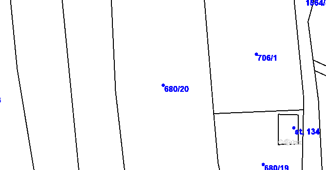 Parcela st. 680/20 v KÚ Líšnice u Sepekova, Katastrální mapa