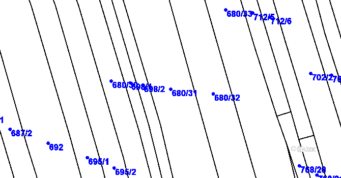 Parcela st. 680/31 v KÚ Líšnice u Sepekova, Katastrální mapa