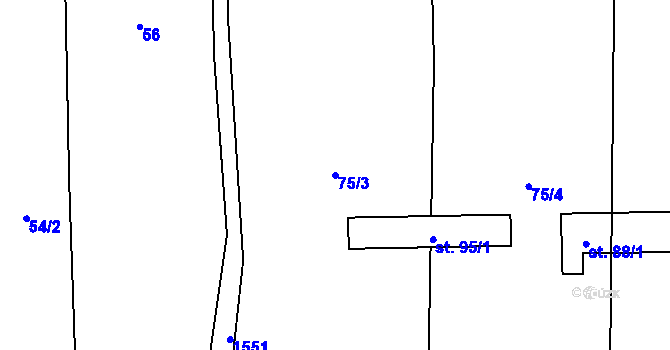Parcela st. 75/3 v KÚ Líšnice u Sepekova, Katastrální mapa