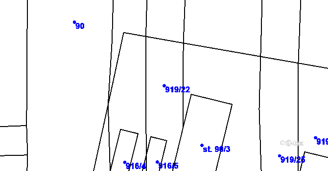 Parcela st. 919/22 v KÚ Líšnice u Sepekova, Katastrální mapa