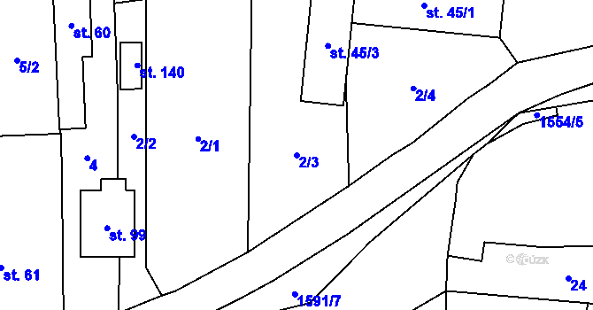 Parcela st. 2/3 v KÚ Líšnice u Sepekova, Katastrální mapa