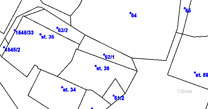 Parcela st. 62/1 v KÚ Líšnice u Sepekova, Katastrální mapa