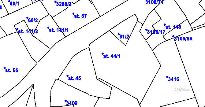 Parcela st. 44/1 v KÚ Sepekov, Katastrální mapa