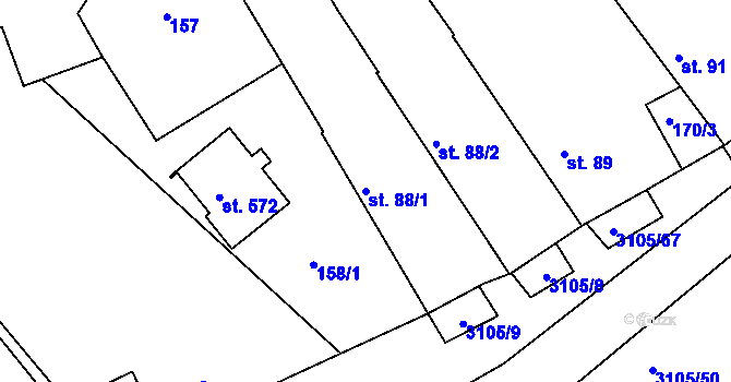 Parcela st. 88/1 v KÚ Sepekov, Katastrální mapa