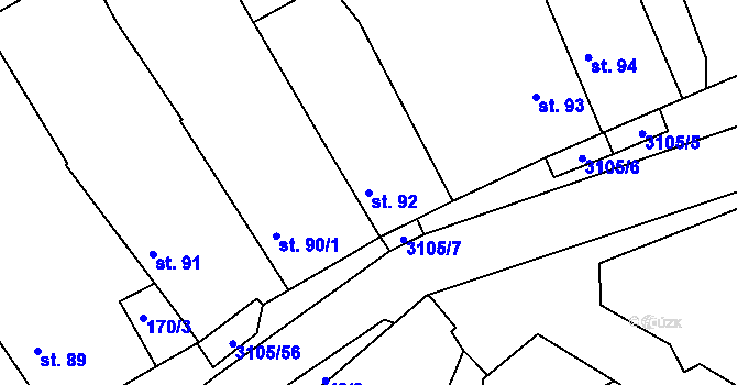 Parcela st. 92 v KÚ Sepekov, Katastrální mapa