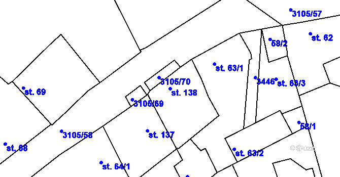 Parcela st. 138 v KÚ Sepekov, Katastrální mapa