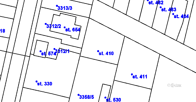 Parcela st. 410 v KÚ Sepekov, Katastrální mapa