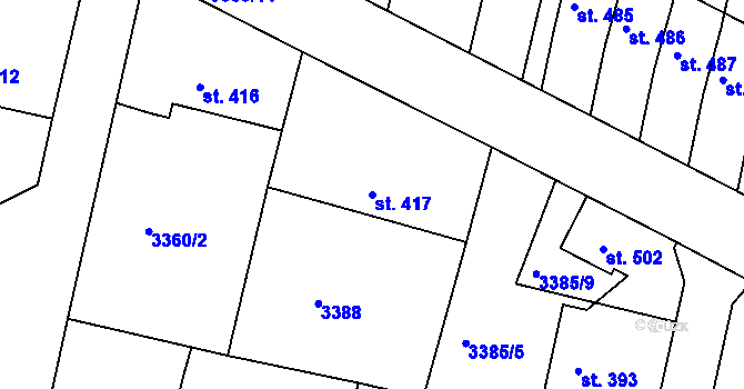 Parcela st. 417 v KÚ Sepekov, Katastrální mapa