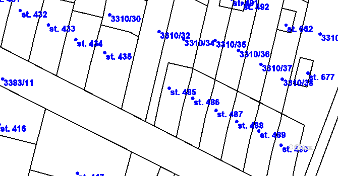 Parcela st. 485 v KÚ Sepekov, Katastrální mapa