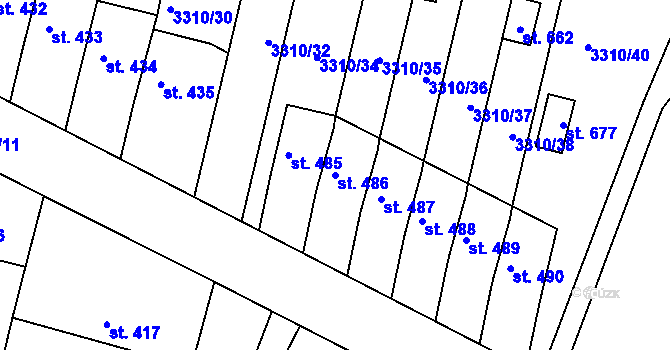 Parcela st. 486 v KÚ Sepekov, Katastrální mapa
