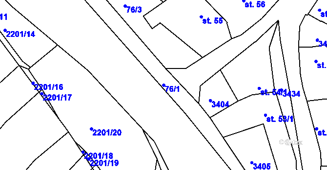 Parcela st. 76/1 v KÚ Sepekov, Katastrální mapa