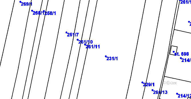 Parcela st. 261/1 v KÚ Sepekov, Katastrální mapa