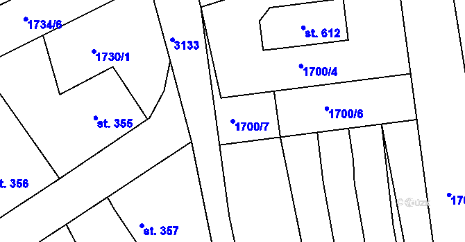 Parcela st. 1700/7 v KÚ Sepekov, Katastrální mapa