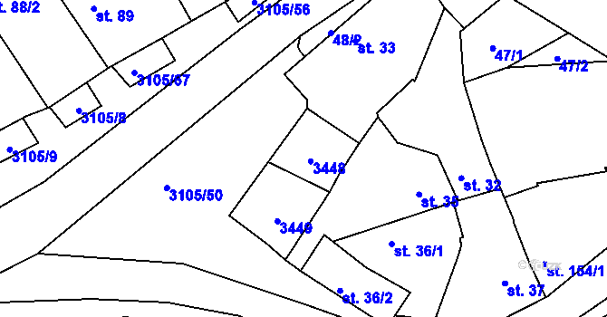Parcela st. 34/1 v KÚ Sepekov, Katastrální mapa