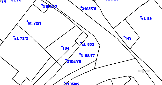 Parcela st. 603 v KÚ Sepekov, Katastrální mapa