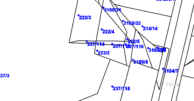 Parcela st. 223/2 v KÚ Sepekov, Katastrální mapa