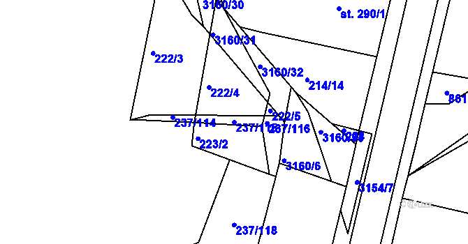 Parcela st. 237/115 v KÚ Sepekov, Katastrální mapa
