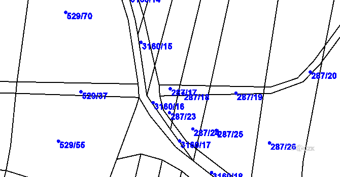 Parcela st. 287/17 v KÚ Sepekov, Katastrální mapa