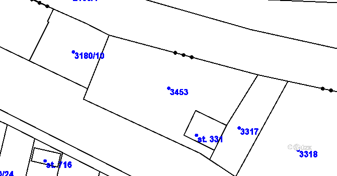 Parcela st. 3453 v KÚ Sepekov, Katastrální mapa