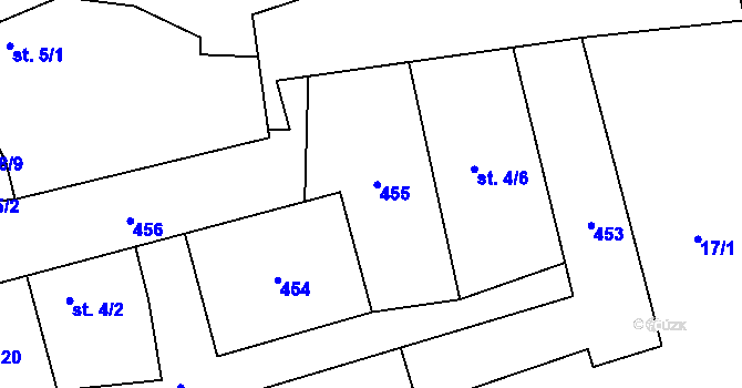 Parcela st. 4/7 v KÚ Zálší u Sepekova, Katastrální mapa