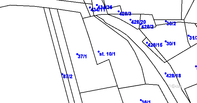 Parcela st. 10/1 v KÚ Zálší u Sepekova, Katastrální mapa
