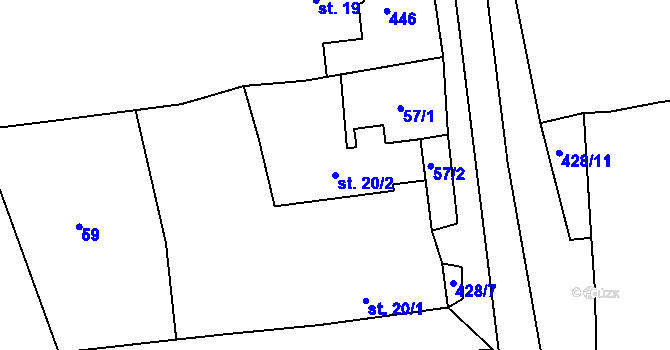 Parcela st. 20/2 v KÚ Zálší u Sepekova, Katastrální mapa