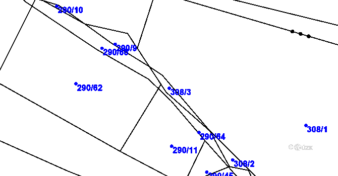 Parcela st. 308/3 v KÚ Zálší u Sepekova, Katastrální mapa