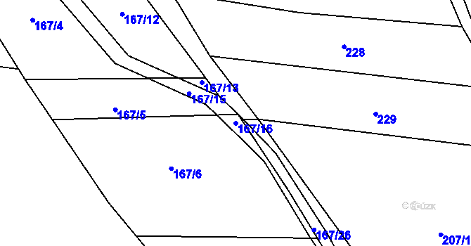 Parcela st. 167/16 v KÚ Zálší u Sepekova, Katastrální mapa
