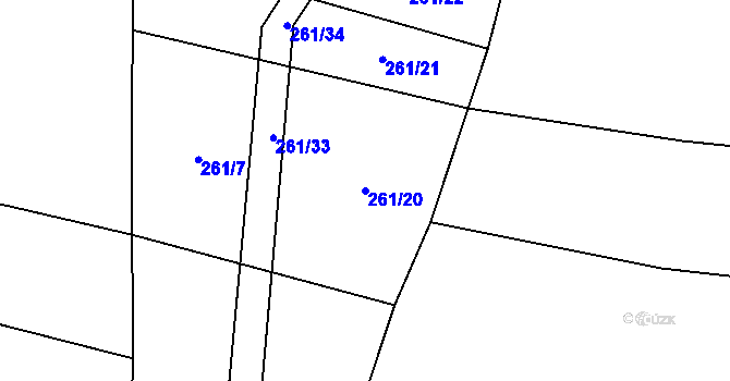 Parcela st. 261/20 v KÚ Zálší u Sepekova, Katastrální mapa
