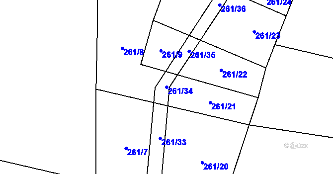 Parcela st. 261/34 v KÚ Zálší u Sepekova, Katastrální mapa